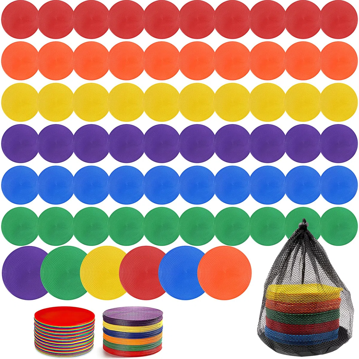 60 Stück runde Markierungsscheiben, 15 cm Fußball-Markierungsteller, Sportmarker Set, rutschfeste Training Marker für Gymnastik Fußball Basketball Tanzübungen Agilitätstraining