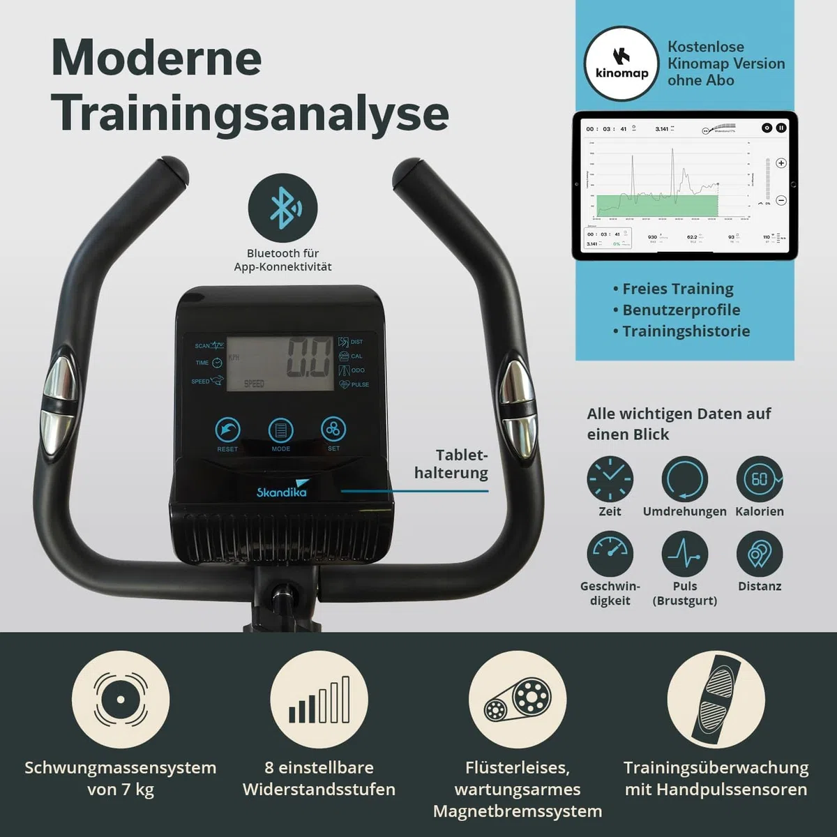 Skandika Heimtrainer Fahrrad Bragi/Cykling P6-H | Fitnessgeräte für zuhause, Fahrradergometer mit Magnetbremssystem, einstellbare Widerstandsstufen | Indoor Bike, Hometrainer, Fitness, Sport