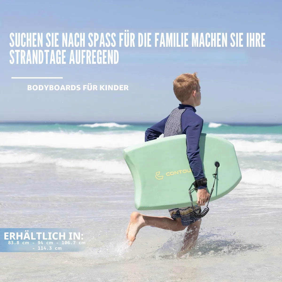 Reed Body Board Bodyboard für Strand, Kinder, Leichter EPS-Core, Doppelk, doppeltes Drehgelenk, gewickelte Handgelenkleine für alle Surfstufen, 84 cm