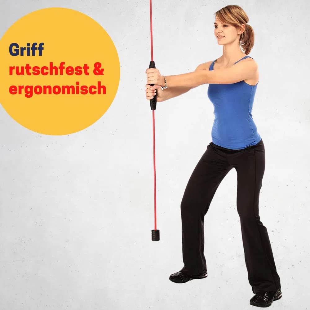 Best Sporting Schwingstab Fitness in 3 Farben mit Tasche I Swingstick für Ganzkörpertraining I Gymnastikstab mit Anleitung für 16 Übungen I Fitnessgeräte für zuhause I Elastic Fitness Bar