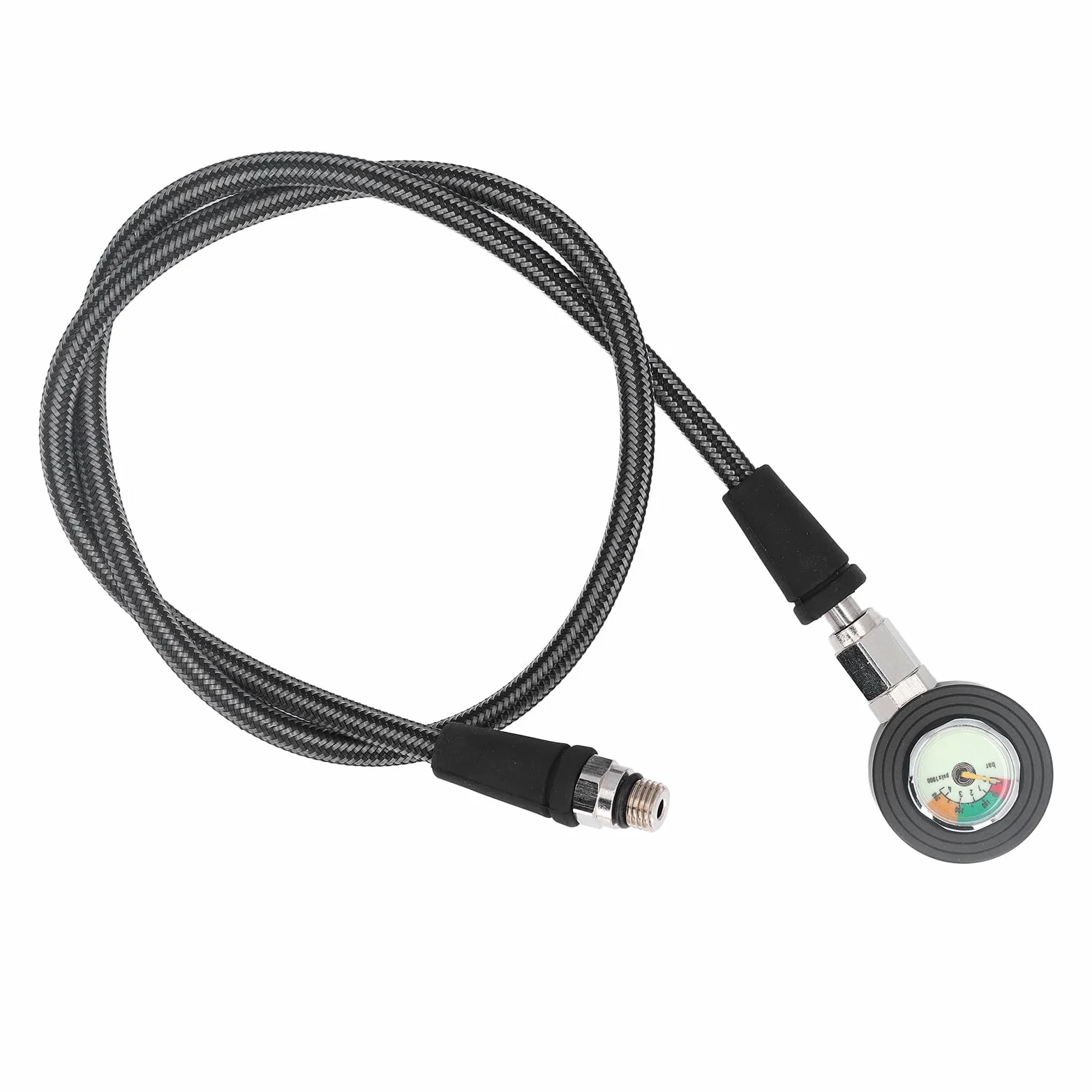 Fydun Tauch-Manometer, Leuchtendes Tauch-Manometer mit Hochdruckschlauch für Atemregler, Unterwasser-Tauchausrüstung, Applied Family (80cm)