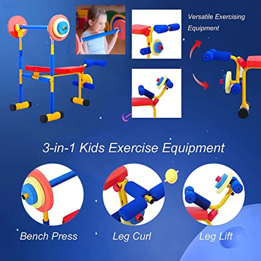Hantelbank-Set für Kinder – Fitnessgerät für Kinder von 3–8 Jahren, aktives Spielen im Innen- und Außenbereich, perfekt für Anfänger und Kleinkinder