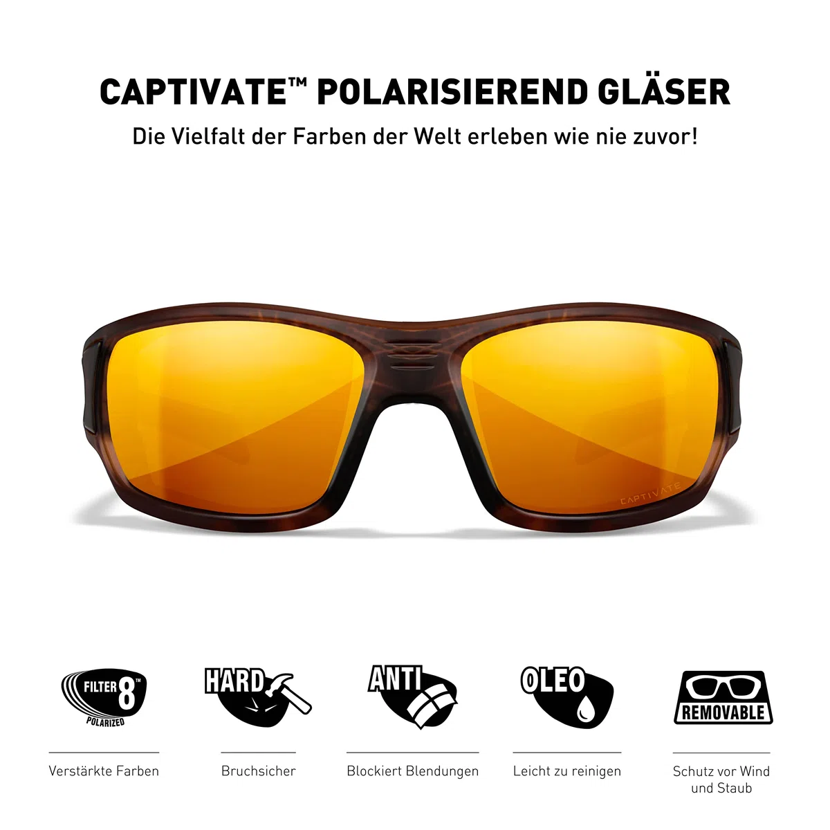 Wiley X │ WX Breach | Sonnenbrille Herren │ Sportbrille Polarisiert │ Sonnenbrille Herren Polarisiert │ 100% UVA/UVB-Schutz | Ideal bei Outdoor-Aktivitäten | Fahrradbrille Wandern Sport Laufen…