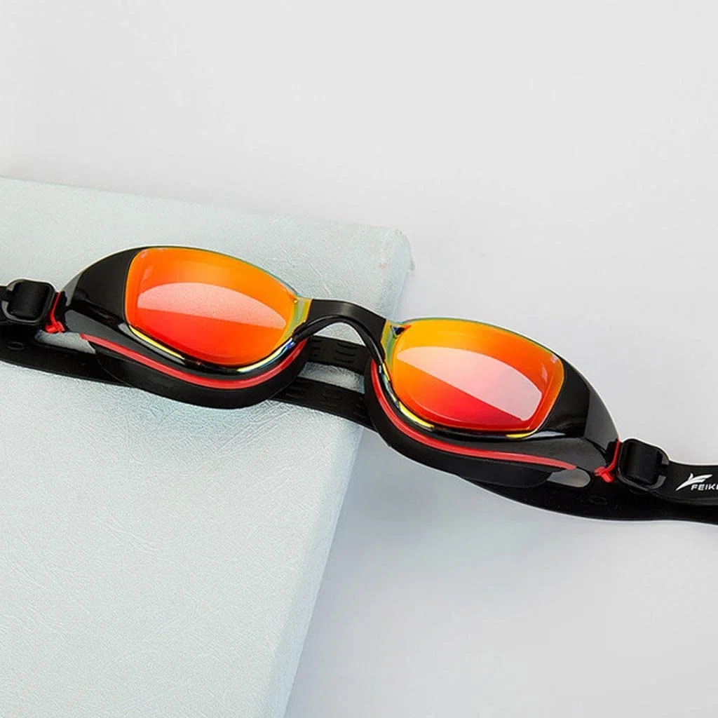 Professionelle Outdoor-Schwimmbrille, Schwimmbrille mit großem Rahmen, beschlagfrei, wasserdicht, UV-Schwimmbrille (Farbe: D) (A)