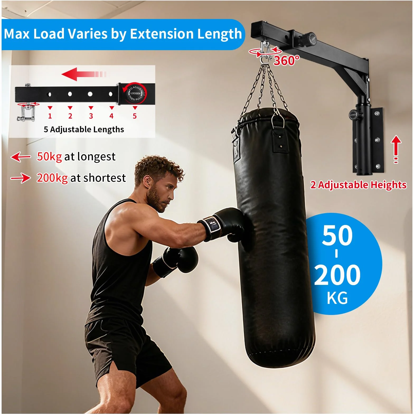 Solider Stahl Boxsackhalterung, Sandsack Wandhalterung, Heavy Bag Wandhalterung