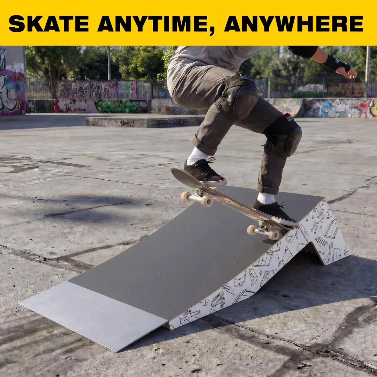 AceOrbit Quarter Pipe Skate Ramp, Anfänger Holz Skateboard Bike Rampe für den professionellen Gebrauch zu Hause, Geschenke für Skateboarder, funktioniert mit BMX, Rollern & Inline-Skates
