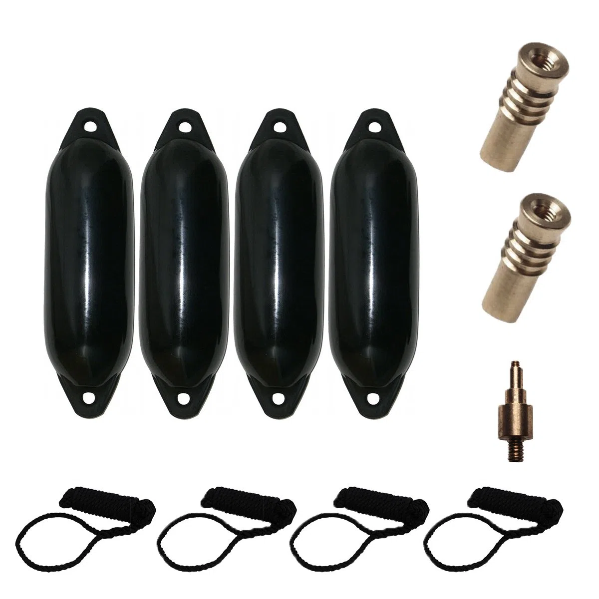 Majoni Komplettset 4er-Set Star 15 Rammschutze mit 4 Leinen, 2 Ersatzventilen und 1 Ventiladapter - schwarz 45 x 12 cm