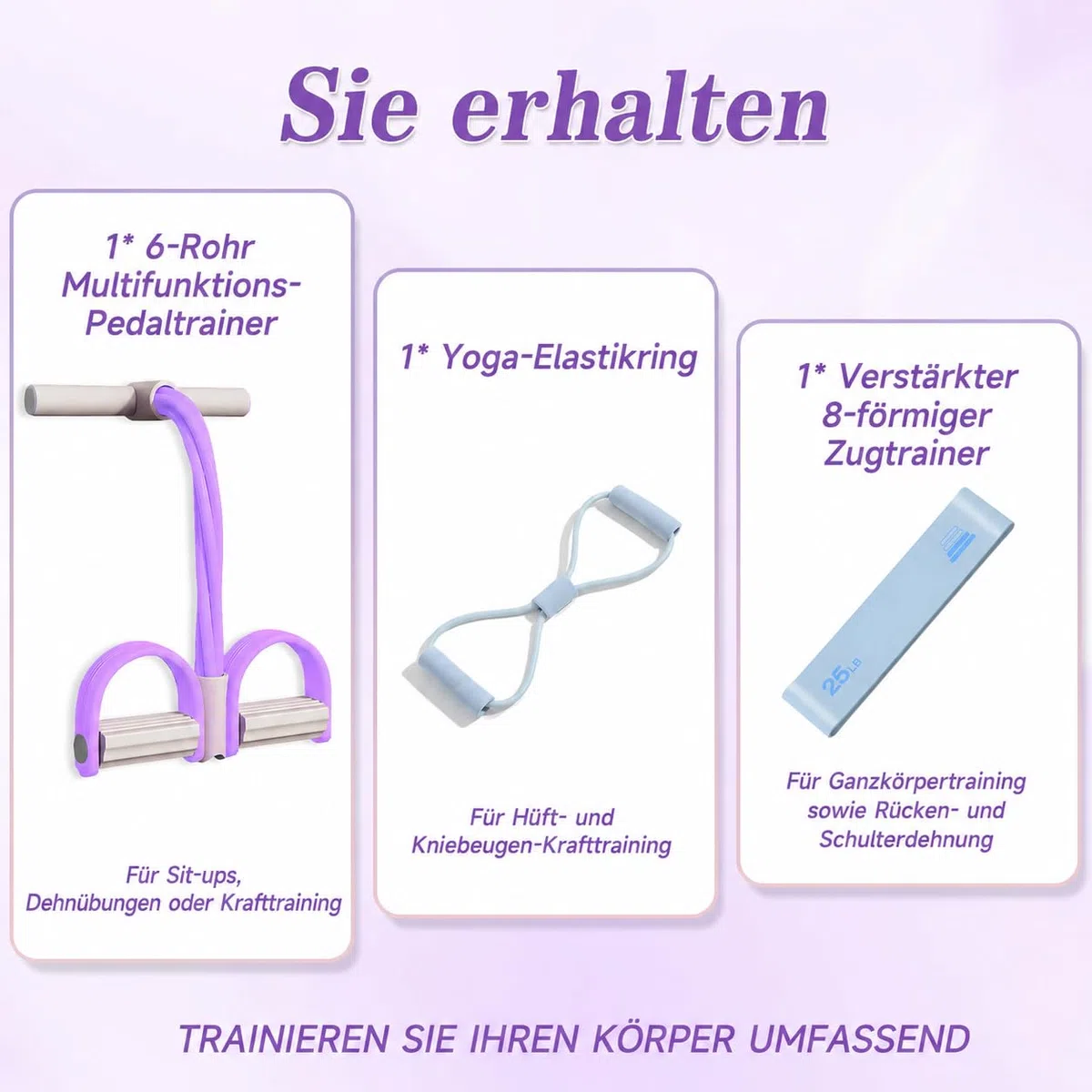 Pedal Widerstandsband mit Griff, Bauchtrainer für Zuhause, Sit Up Trainingsgeräte Bodybuilding Expander, 6 Tubes Elastische Zugseil, Resistance Bands Fitnessgeräte für Zuhause Abnehmen Training