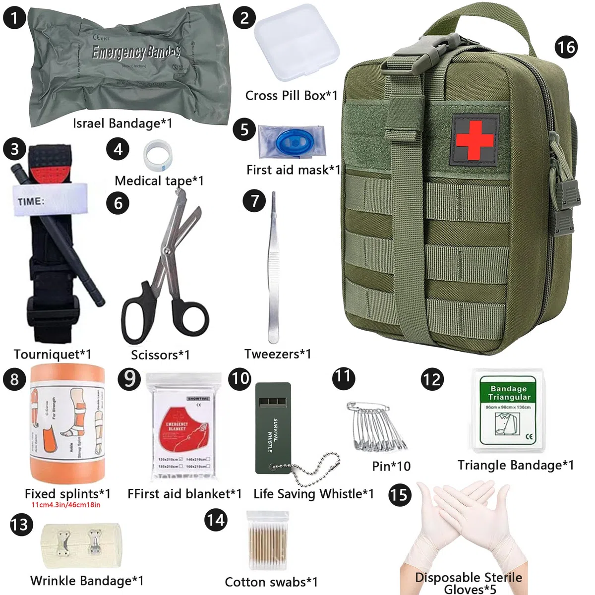 Erste Hilfe Set, Medizinische Taktische Tasche,Medizinische Tasche für Camping, Jagd, Wandern, Zuhause,Auto und Abenteuer,Trauma Kit,Military Combat Survival Everyday Carry Blutungskontrolle