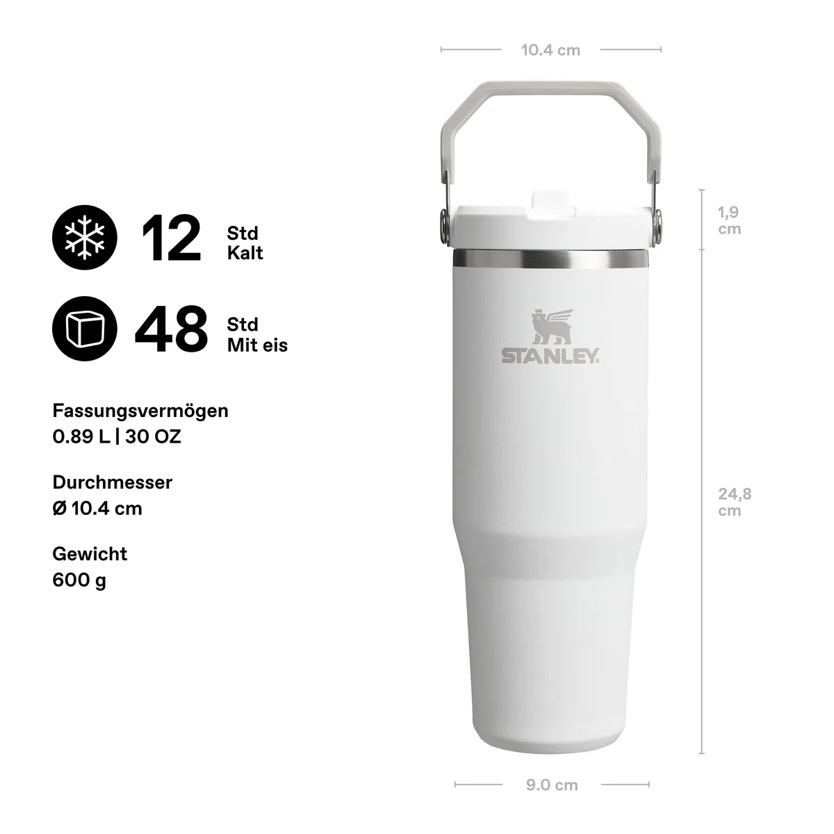 Stanley 1913 Flip Straw Tumbler Trinkflasche Mit Strohhalm 0.89L - Thermosflasche Hält 12+ Stunden Kalt - Spülmaschinenfest - Sportflasche - Wasserflasche BPA Frei - Frost