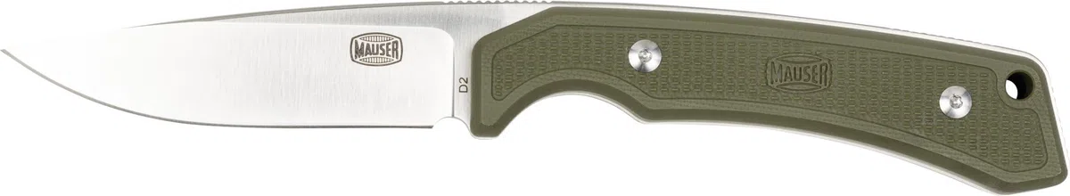 Mauser | Jagdmesser | Fulltang D2-Stahlklinge | G10 Griffschalen | Kydex Scheide | oliv | feststehend | Outdoor | Jagd | robust | rutschfest