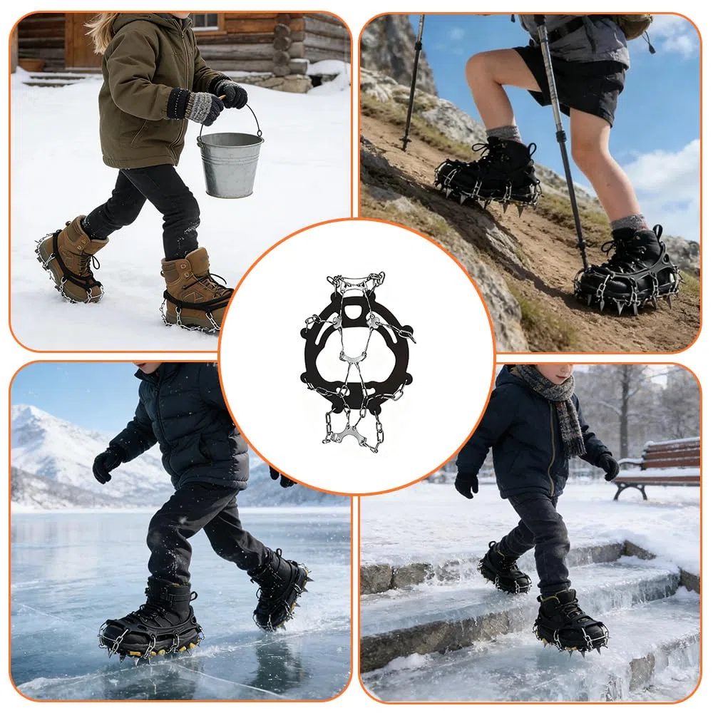 Steigeisen, Steigeisen für Bergschuhe, Edelstahl Spikes Schuhkrallen, für Winterwanderungen, Spaziergänge, Jogging, Klettern, Wandern