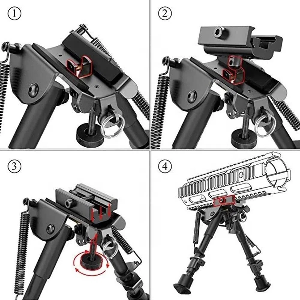 Gewehr Zweibeine, Ausziehbar Zweibein, 6 bis 9 Zoll Verstellbares Taktisches -Zweibein mit Sling-Halterung