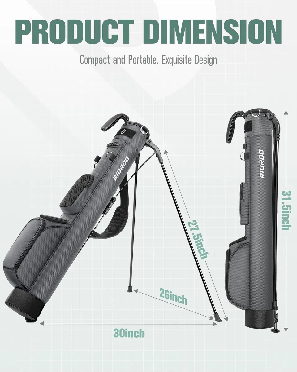 Golf Stand Bag Golf Stand Tragetasche mit Riemen Tasche 2-Wege-Teiler 3 Taschen Leichtgewicht einfach zu tragen für die Driving Range, Par 3, und Executive Kurse