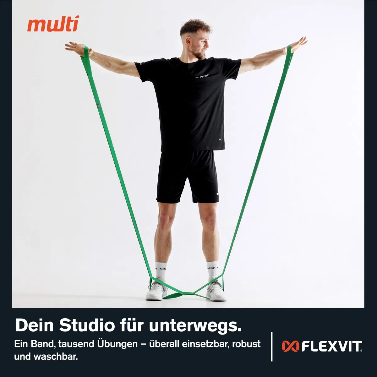 FLEXVIT Multi 10er Set - Widerstandsbänder mit Schlaufen für Mannschaften, Gruppen, Vereine & Studio | Fitnessband für Ganzkörpertraining, Kraft, Cardio, Yoga & Pilates | Made in Germany | 5 Varianten