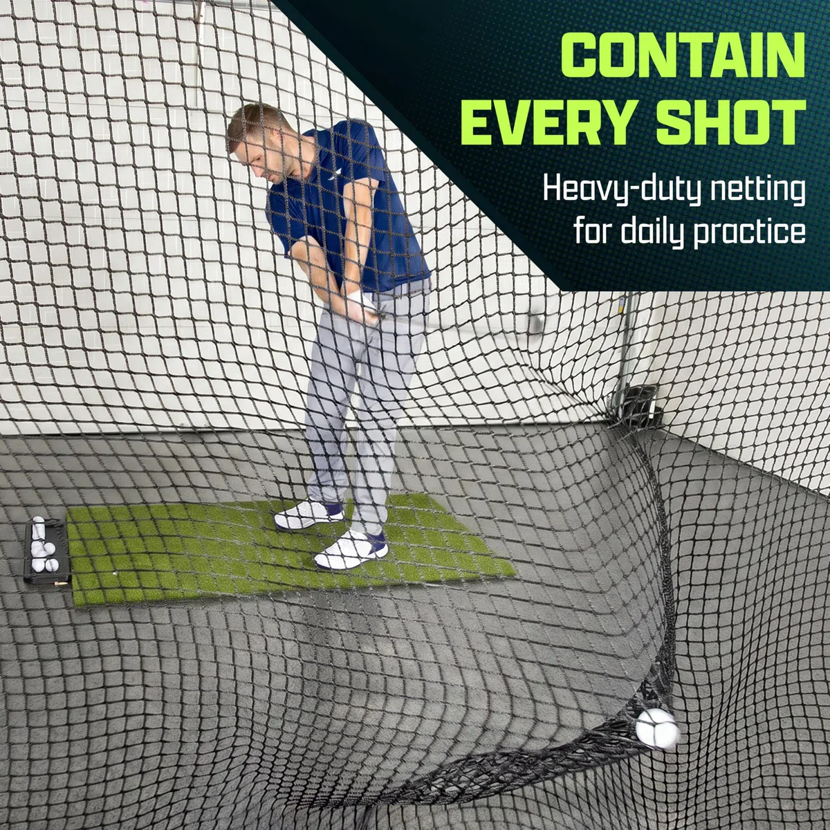 GoSports Sportnetz, Schlagnetz für Golf, Baseball, Hockey, Fußball, LAX und mehr, 3 m, 4,5 m oder 6 m