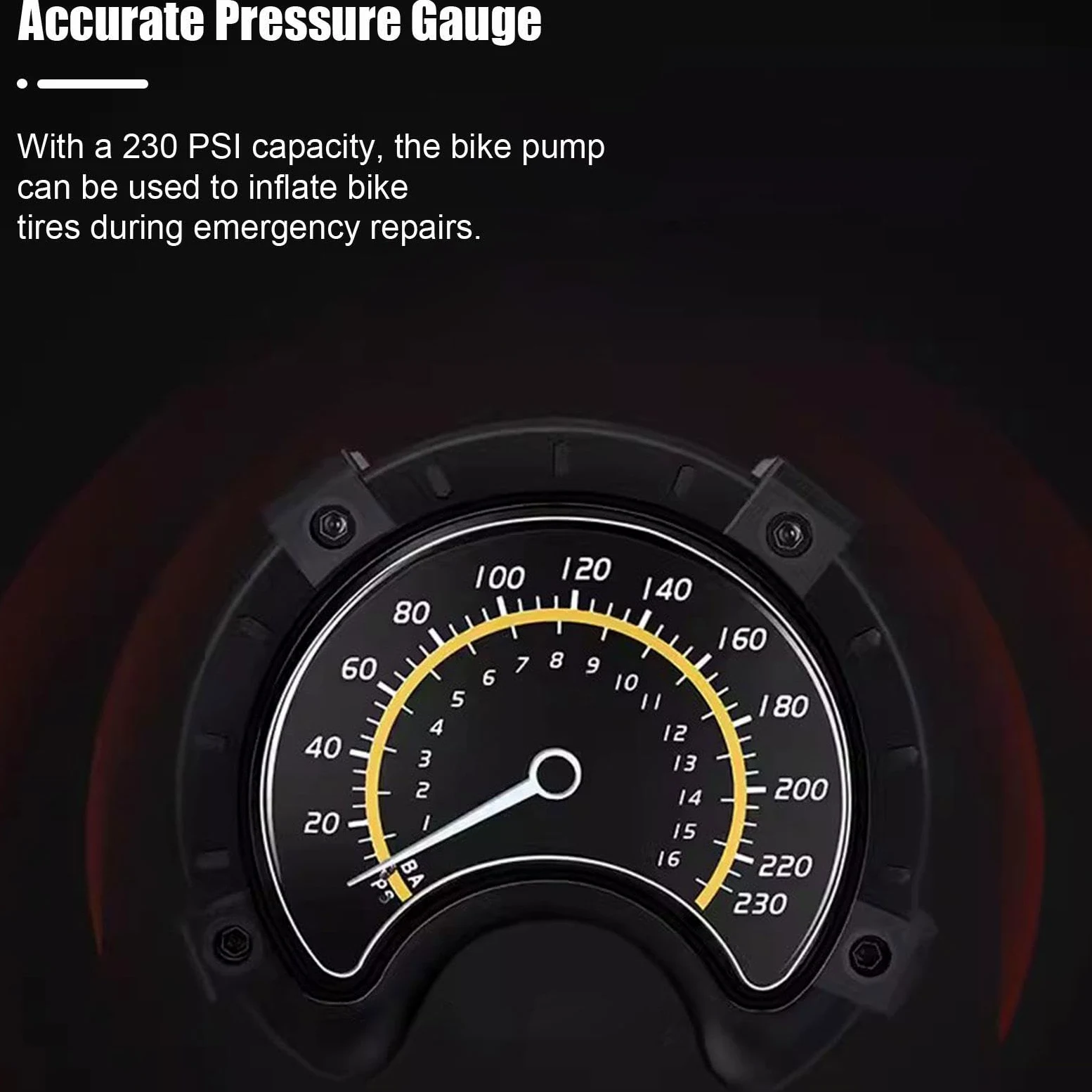Fahrradpumpe mit Hohem Druck und 16 Bar/230 Psi Manometer – Boden-Fahrradpumpe, Kompatibel mit Presta- und Schrader-Ventil – Fahrradreifenpumpe für Rennrad, MTB, Hybrid, Bälle…