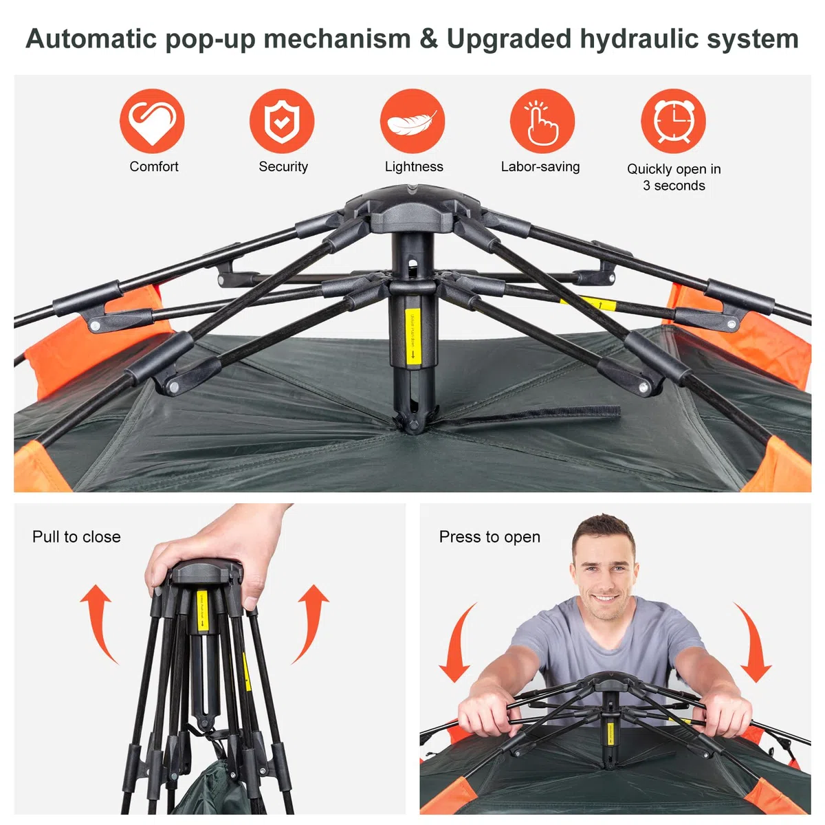 Amflip Campingzelt Automatisches 1 Personen Sofortzelt Pop Up Ultraleichtes Kuppelzelt 4 Jahreszeiten Wasserdicht & Winddicht Campingzelt mit Abnehmbarer Außenplane, Doppelschichten (grün)
