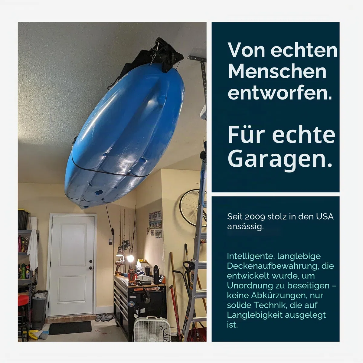 StoreYourBoard Kajak- und Kanu-Decken-Flaschenzugsystem, Garagenhalterung, Lagerheber, strapazierfähig, hält 68 kg, Indoor-Organizer