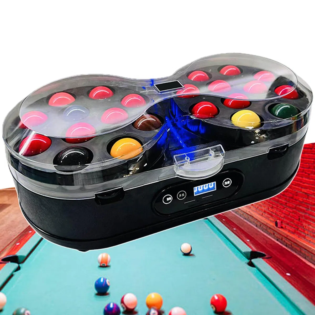 Billardkugelreiniger, verbesserte Poolball-Poliermaschine, Wollfilzfutter, 2 Minuten schnelle Reinigung für 16 amerikanische oder 22 Snookerbälle, für Heimspielzimmer & Club