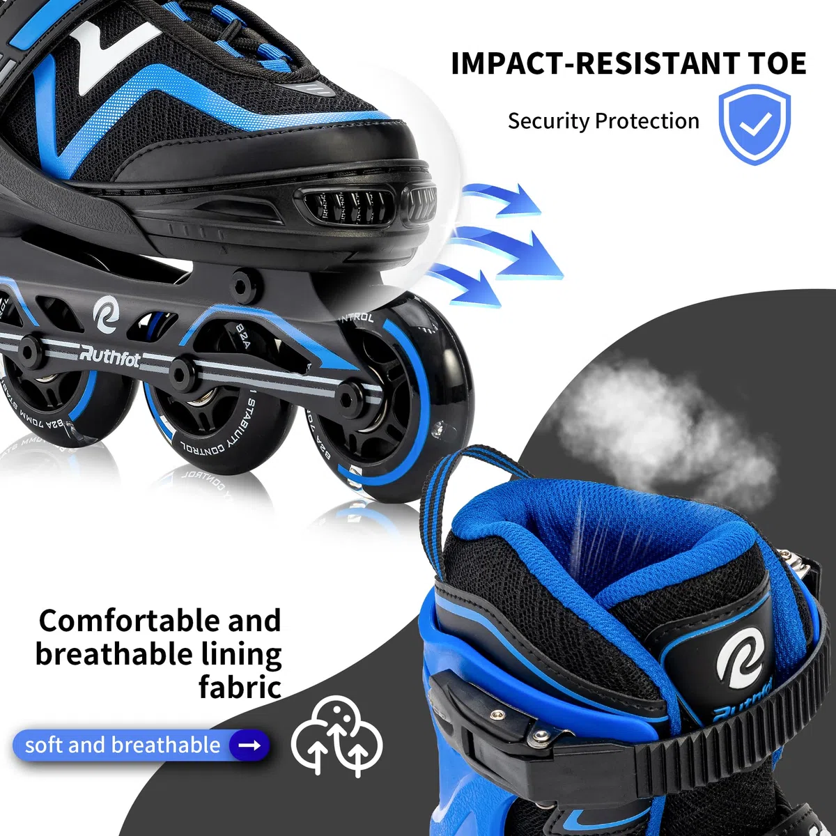 Ruthfot Verstellbare Inline Skates für Kinder Jungen und Mädchen, Leucht-Skates für Kinder von 6-12 Jahren Outdoor-Leuchtpatinen für Frauen und Männer