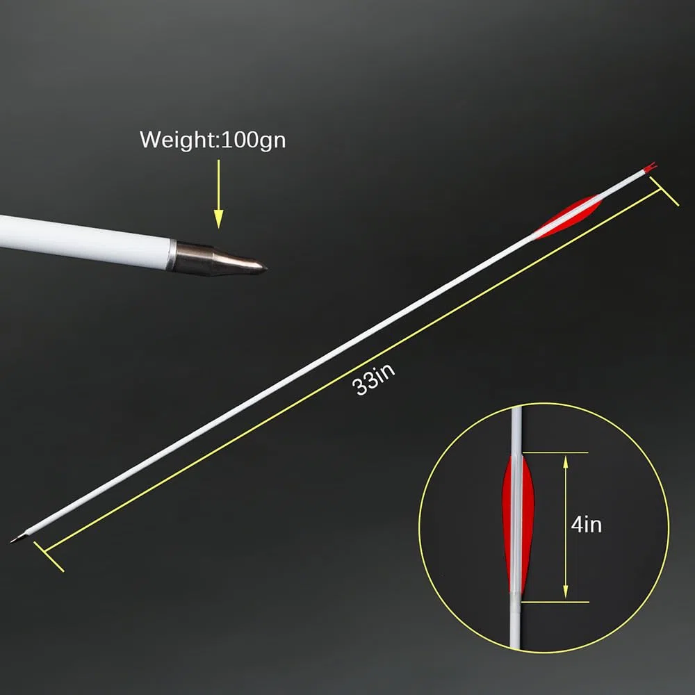 12 Stück Jagdpfeile Spine 500 600 700 800 Pure-Carbon-Pfeil 4" Rot-Weiß Naturfeder für Compoundbogen Recurvebogen Zielübungen Bogenschießen