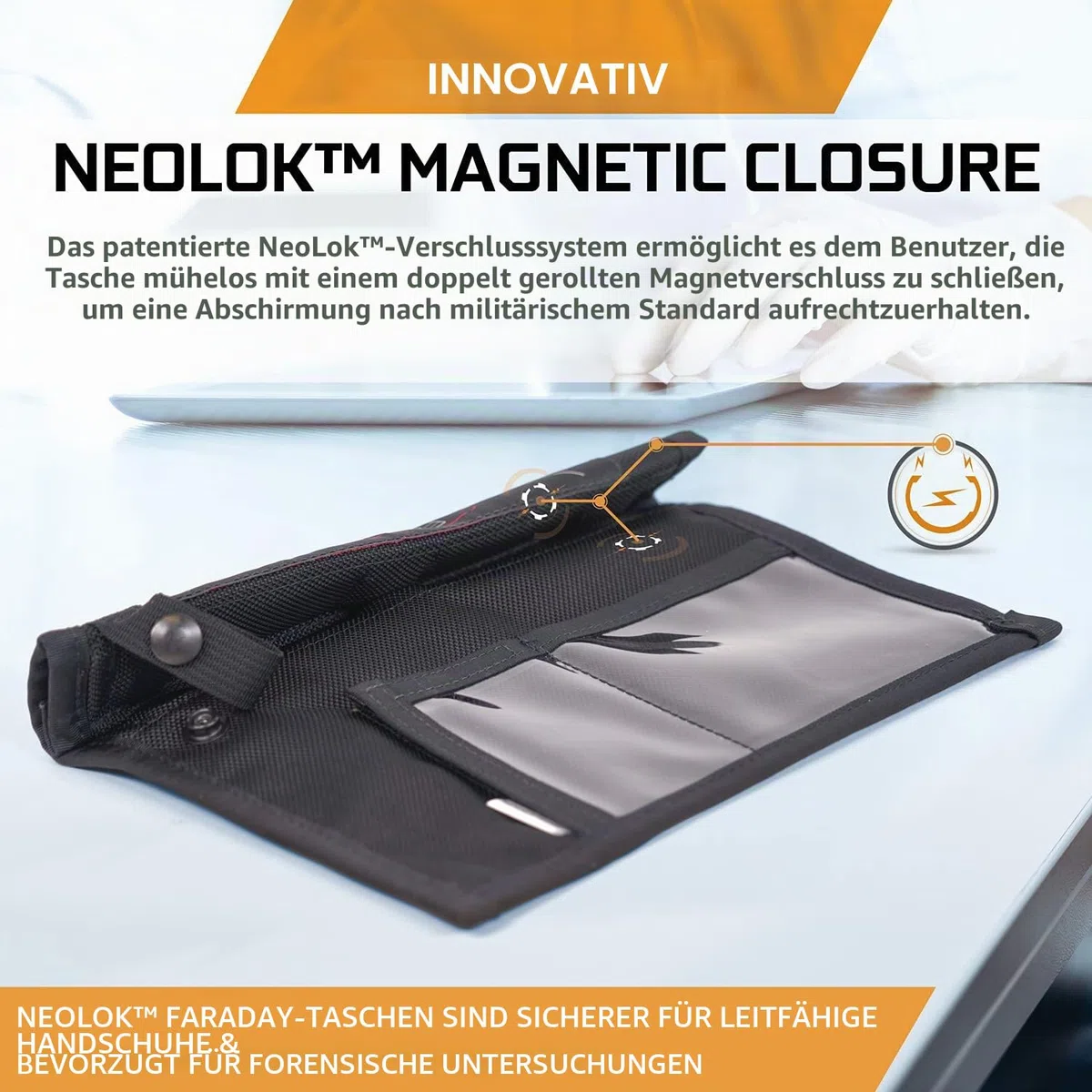 Mission Darkness NeoLok Faraday-Tasche ohne Fenster für Handys (+ sicherer Magnetverschluss) // Geräteabschirmung für Strafverfolgung und Militär, Anti-Hacking, Reise- und Datensicherheit