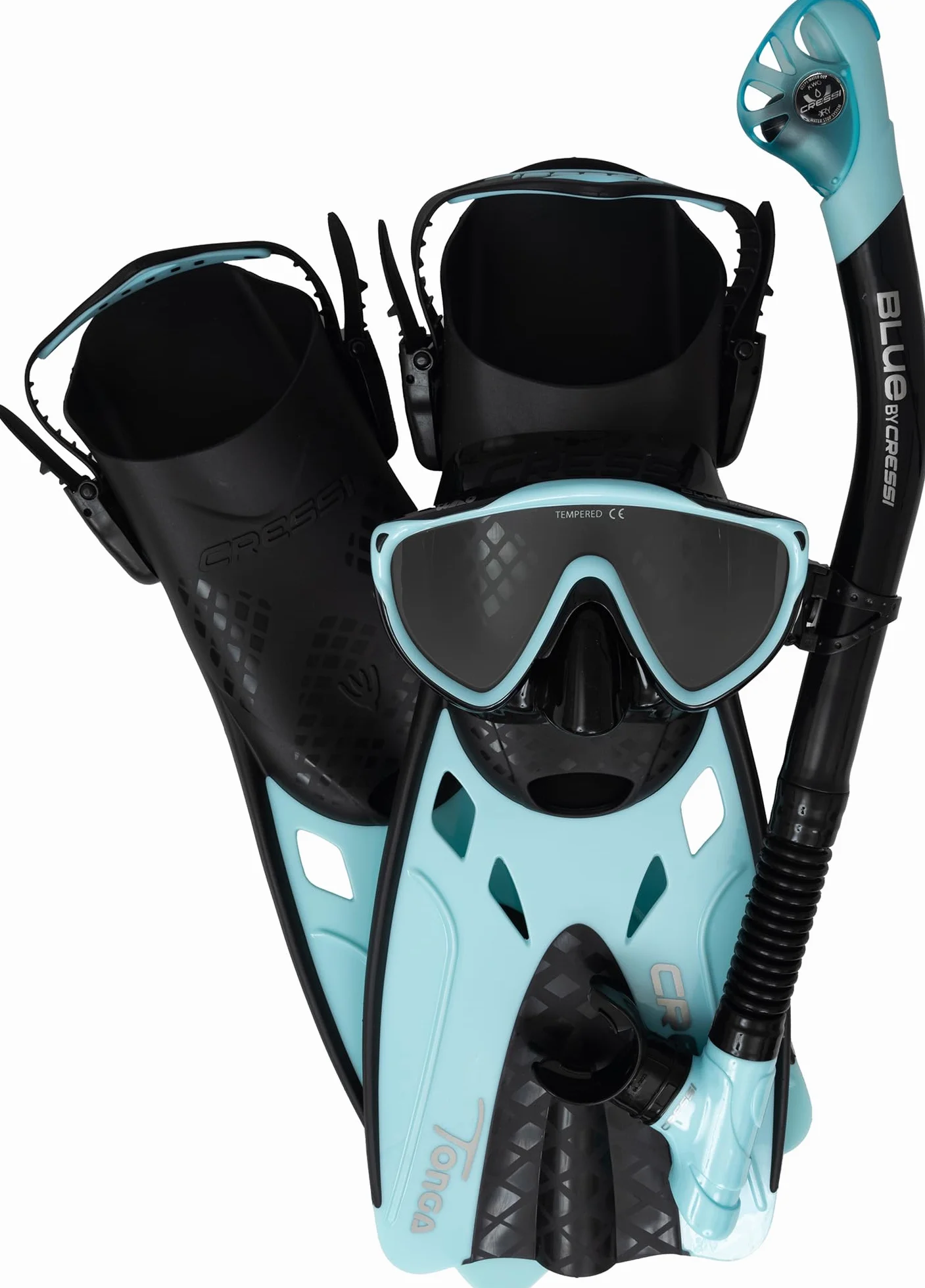 CRESSI Tino Adventure Set - Schnorchelset Tonga Flossen, Tino Maske und Scilla Schnorchel, zum Schnorcheln und Tauchen, Erwachsene