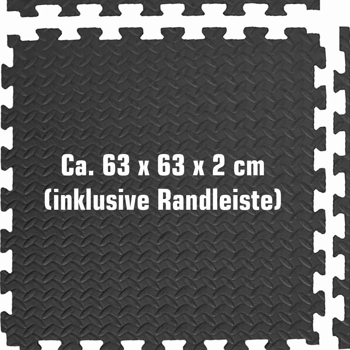 EYEPOWER Fitnessmatte 63x63x2 cm - EVA Bodenschutzmatte 2 cm dick - Puzzlematte für Homegym Fitnessraum - Trainingsmatte rutschfest für Geräte Gewichte Laufband Crosstrainer - Set 4,8 oder 12 Matten