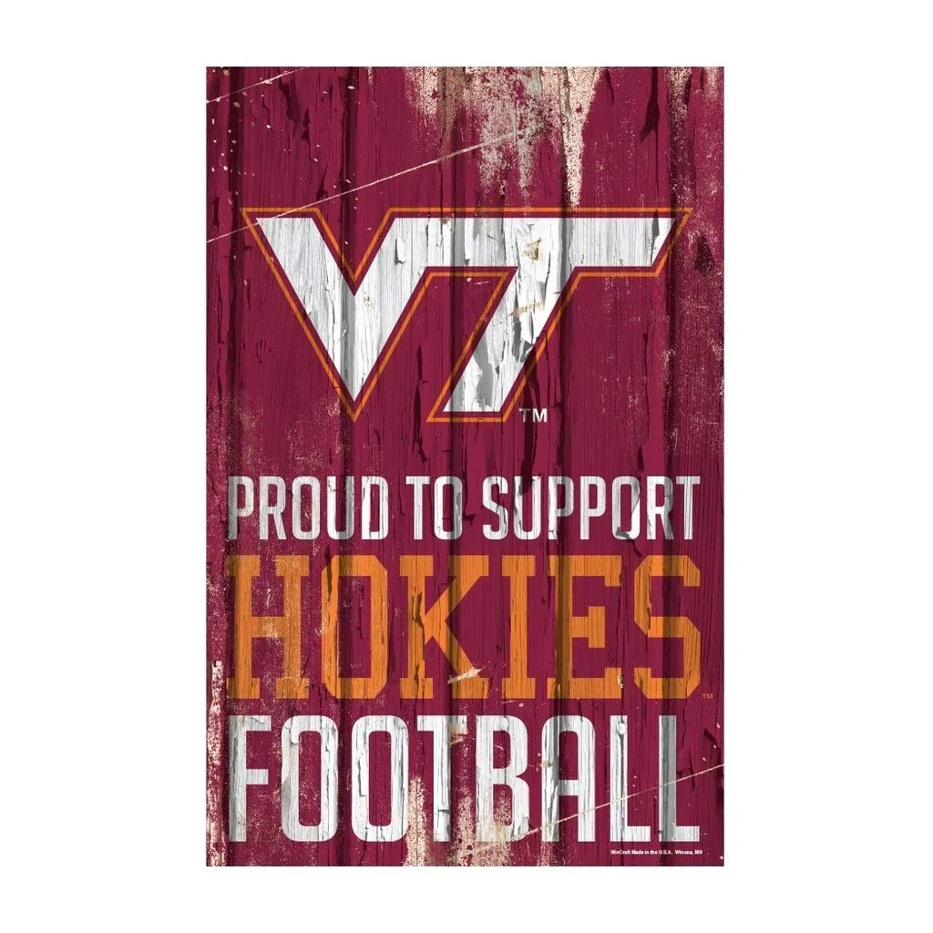 WinCraft NCAA Virginia Tech Hokies Schild aus Holz, mit Stolz zu unterstützen, Team-Farbe, 28,9 x 43,2 cm