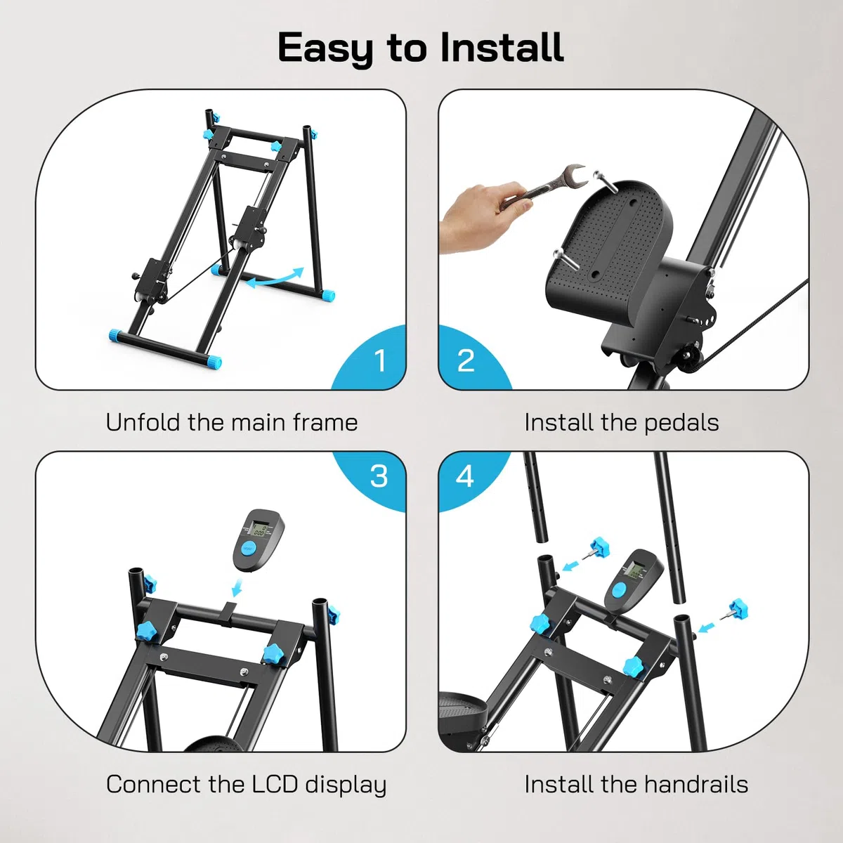 2025 Neues Stepper für Zuhause,Vertical Climber Maschine Stairmaster für Ganzkörper-Workout, Compact Folding Cardio Übung Climber mit erweiterten Schrittweite,verstellbare Lenker & Pedale