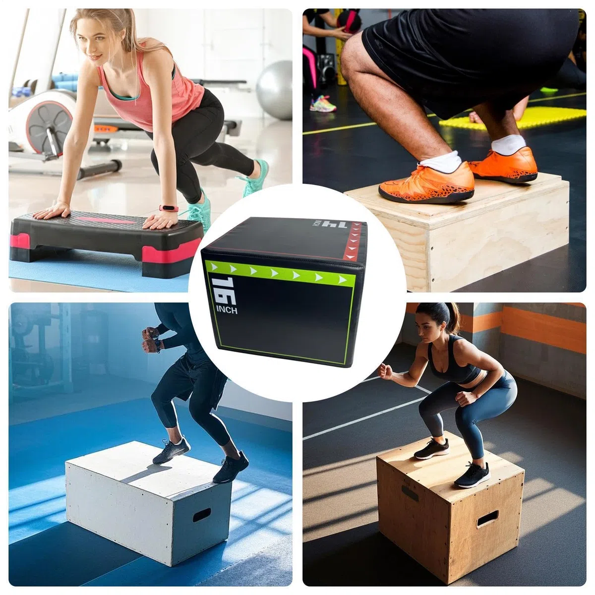 Generisch Sprungbox Für Training - rutschfeste Stoßfeste Plyo Box | Sprungtraining Tool, Verschleißfeste Fitnessgeräte Für Zuhause Gym, Soft-Schaumstoff-Kern, Gelenkschonendes Workout, Schwarz