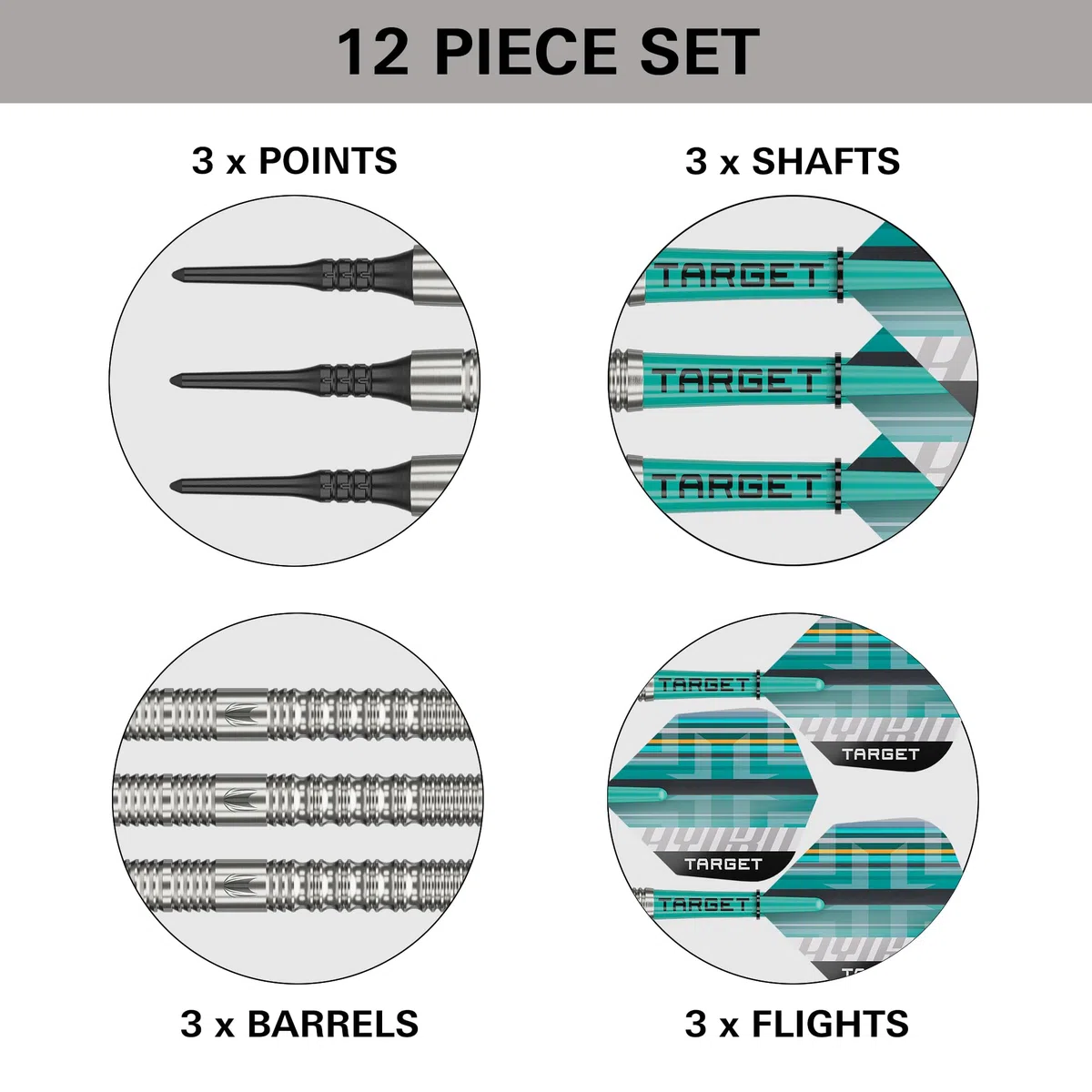 Target Darts Hydro 18g/20g 90% Tungsten Soft Dart Set Dartpfeile mit Kunststoffspitze Pro Ultra No.6 Flights Pro Grip Schäfte Pixel Points Profi Dart Pfeile für elektronische Dartscheibe