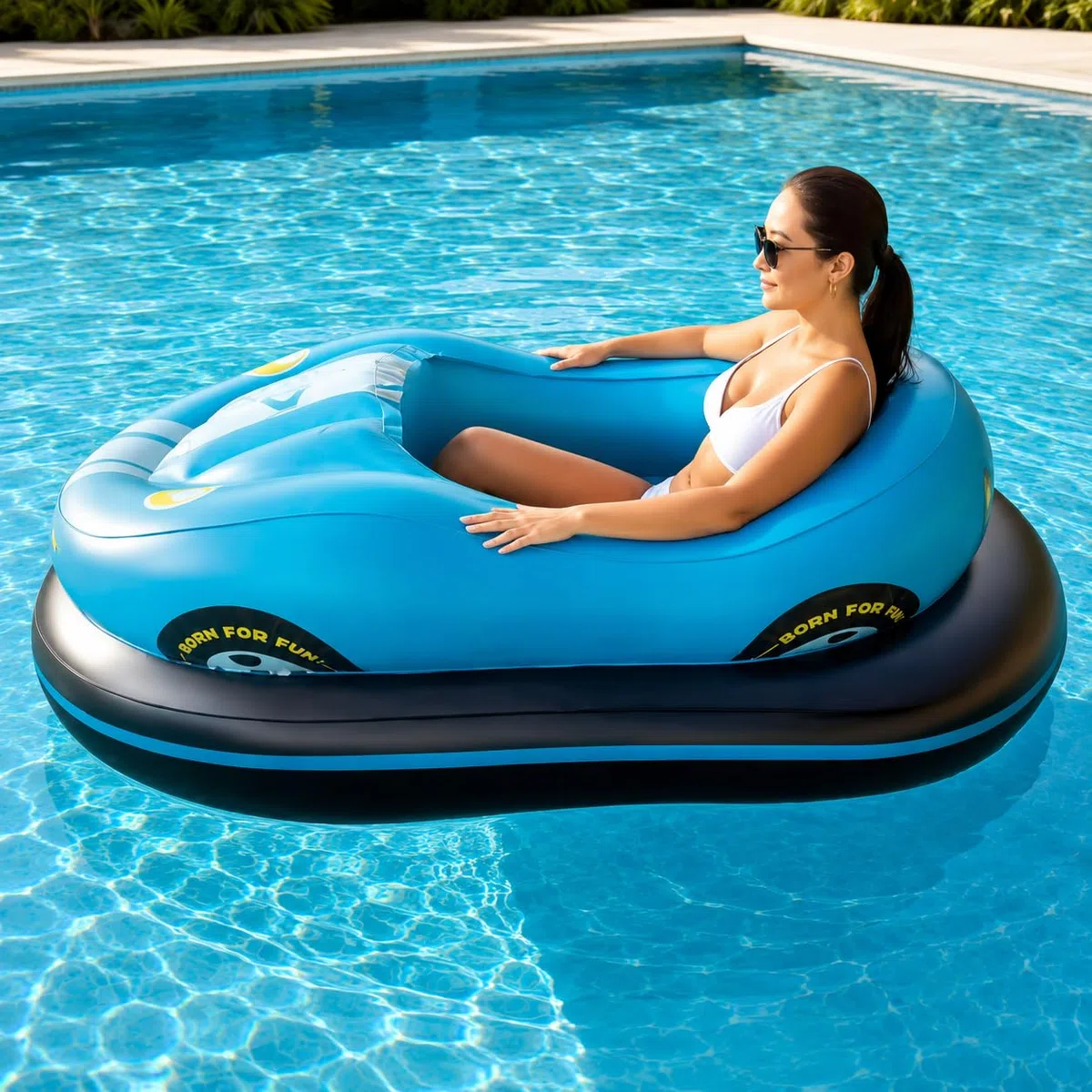 Elektrische Badeinsel mit Motor, aufblasbares Wasserboot für Erwachsene Blue | Entspanntes Cruisen, einfache Bedienung, Doppelschicht-Design, geräumiger Sitzbereich, schnelle Aufbewahrung