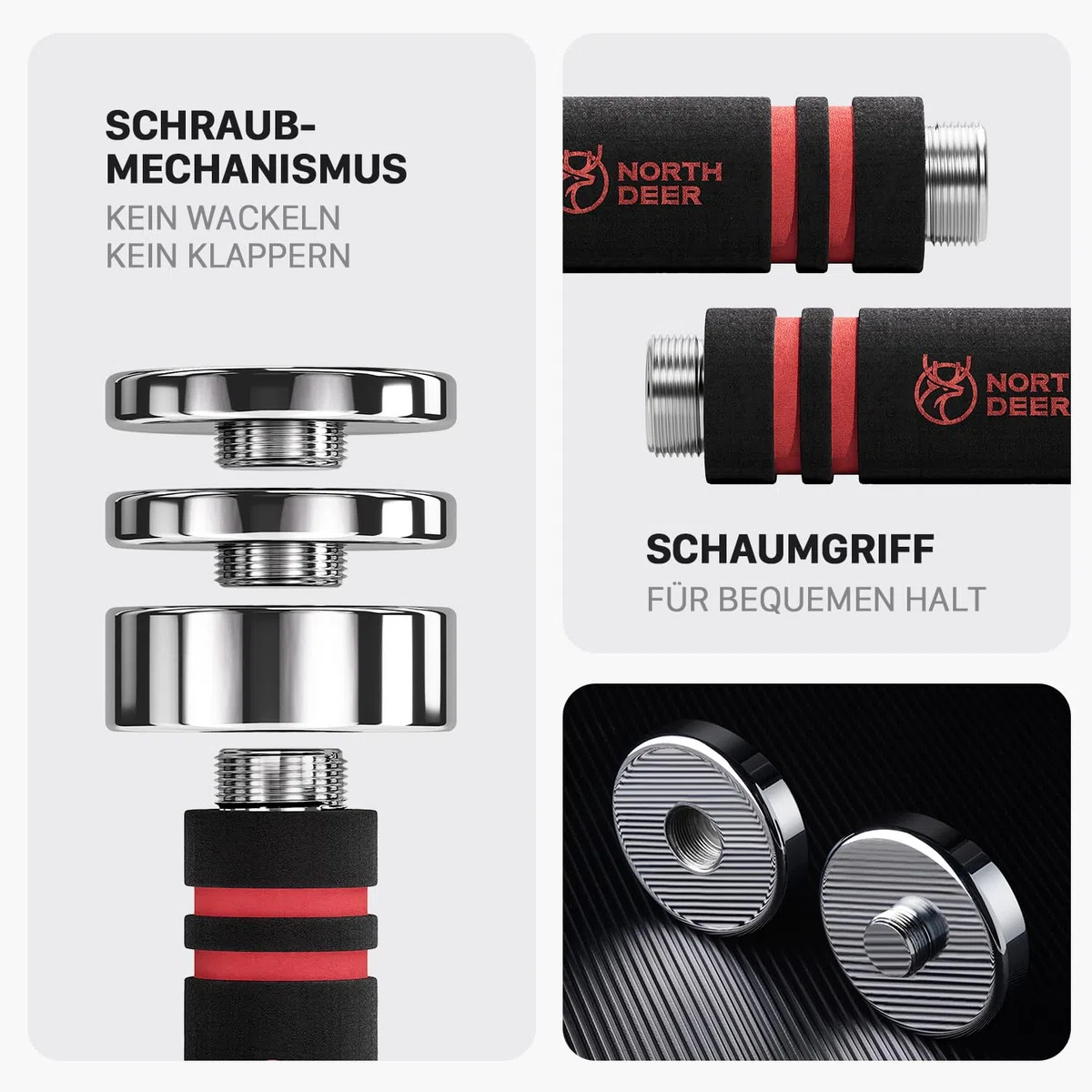 Northdeer Stahl Kurzhanteln - Ultrakompakte Einstellbare Hanteln 2,5kg 5kg 7,5kg 10kg 15kg 25kg mit Schaumstoff-Griff - Innovative Stahlhantel für Zuhause