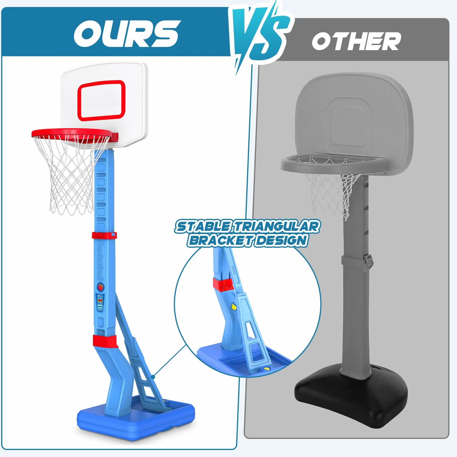 Kinder Basketballkorb,Basketballkorb Indoor Outdoor Réglable en 5 hauteurs 70-138 cm mit Mini Basketball und Aufblasbare Pumpe,Sport Spielzeug für Kinder Jungen Mädchen ab 3-12 Jahre -Blau