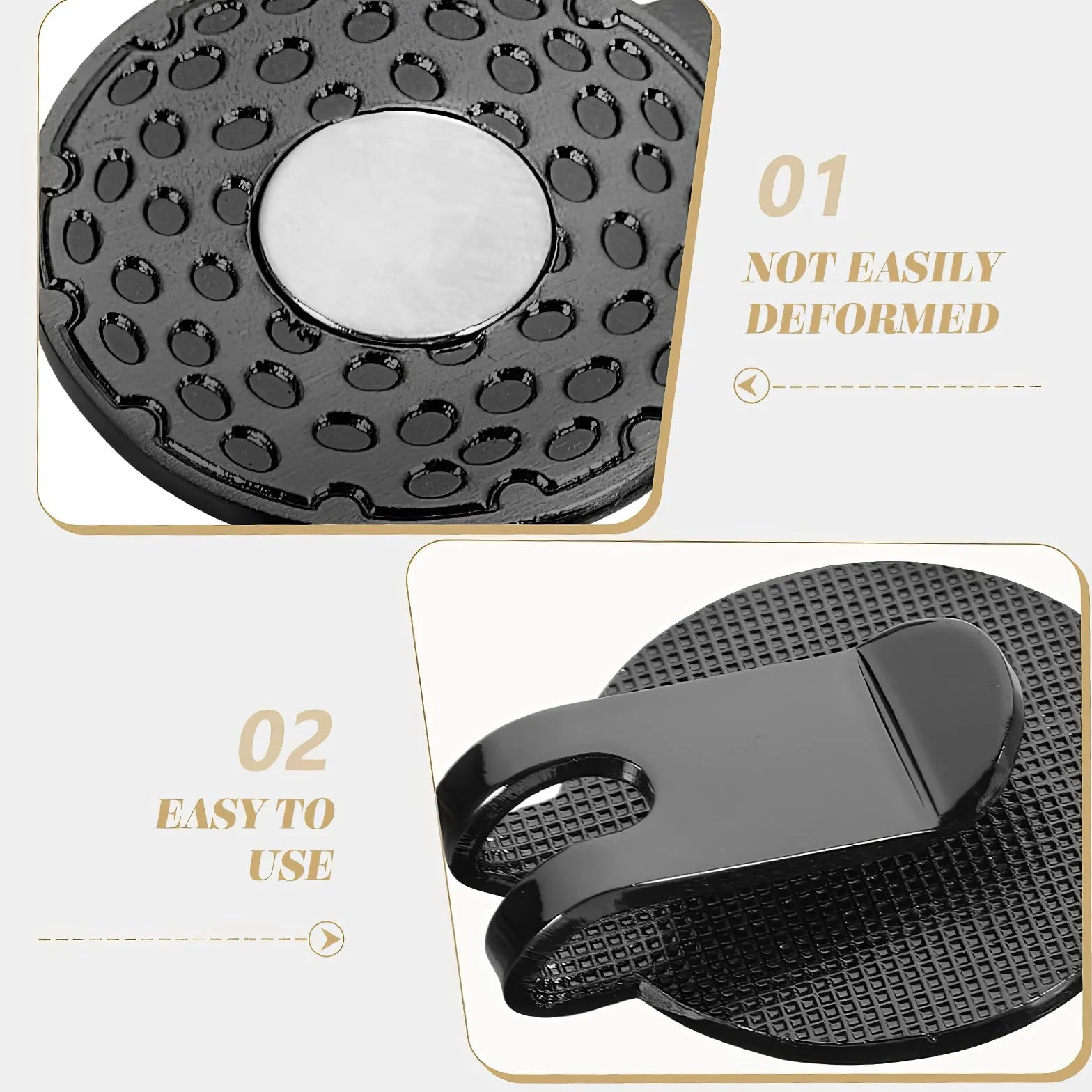 3 Stück Magnetischer Golfball-Markierer, Clip, Golf-Hut-Clip, Golf-Trainingshilfen, Zinklegierung, Zubehör, Silber, Bronze, Schwarz