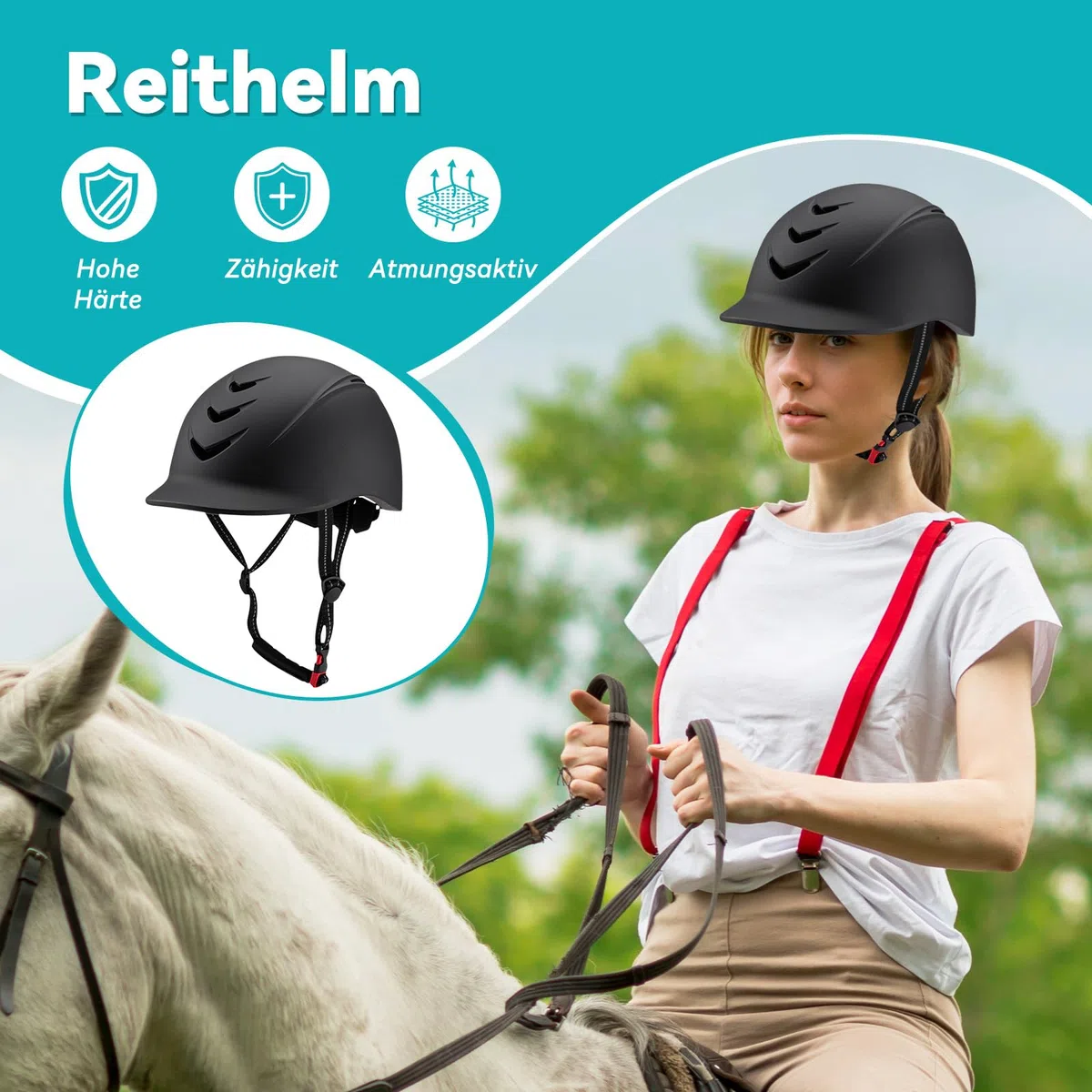 Sharplace Reithelm Schutz für Kinder, Kinderhelm, Reitkappe verstellbar für Mädchen & Jungen, belüfteter Reithelm zum Reiten, Radfahren, Skifahren