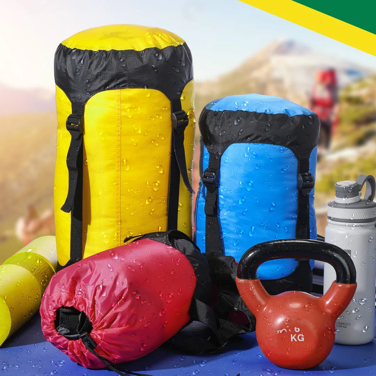 5 Stück Kompressionssack 5L/10L/15L/20L/35L Aufbewahrungstasche für Schlafsack für Rucksackreisen Wasserdicht Kompressionssack Leichte für Camping Outdoor Wandern Reisen
