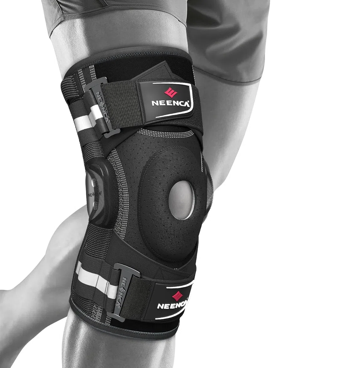 NEENCA Kniebandage gegen Knieschmerzen, Kniestütze mit Scharnier und patentiertem X-Strap Befestigungssystem, starke Stabilität zur Schmerzlinderung, bei Arthritis, Meniskusriss, ACL, PCL, MCL