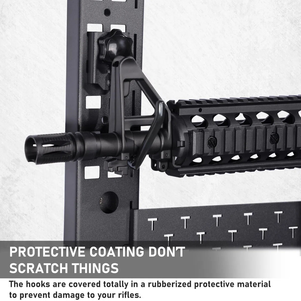 BOOSTEADY Waffenwandhalterung Modulare Gewehrhalter Waffenständer mit 10 J-Haken und Aufbewahrungsfach für bis zu 54 kg, 81,5 x 55,9 cm