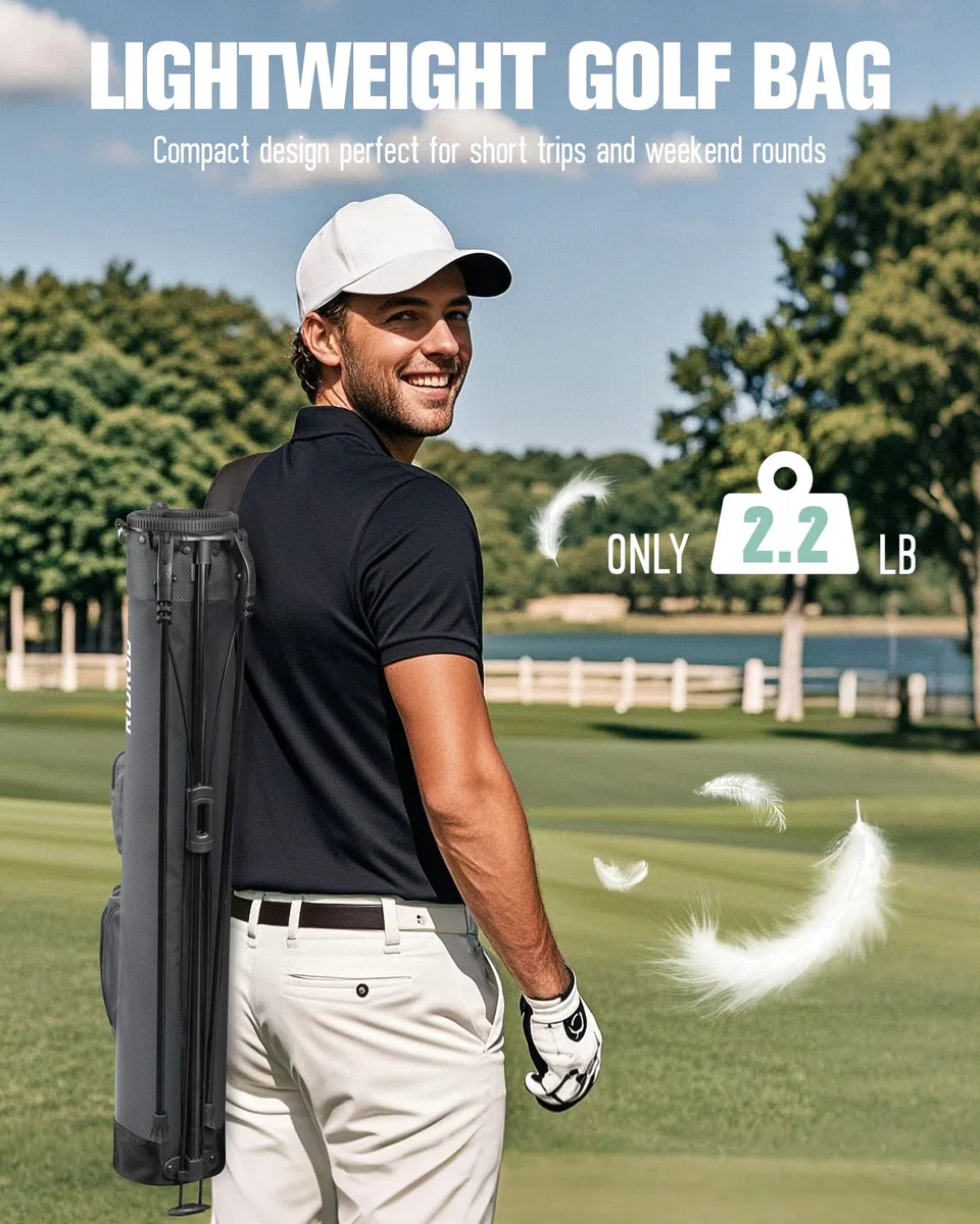 Golf Stand Bag Golf Stand Tragetasche mit Riemen Tasche 2-Wege-Teiler 3 Taschen Leichtgewicht einfach zu tragen für die Driving Range, Par 3, und Executive Kurse