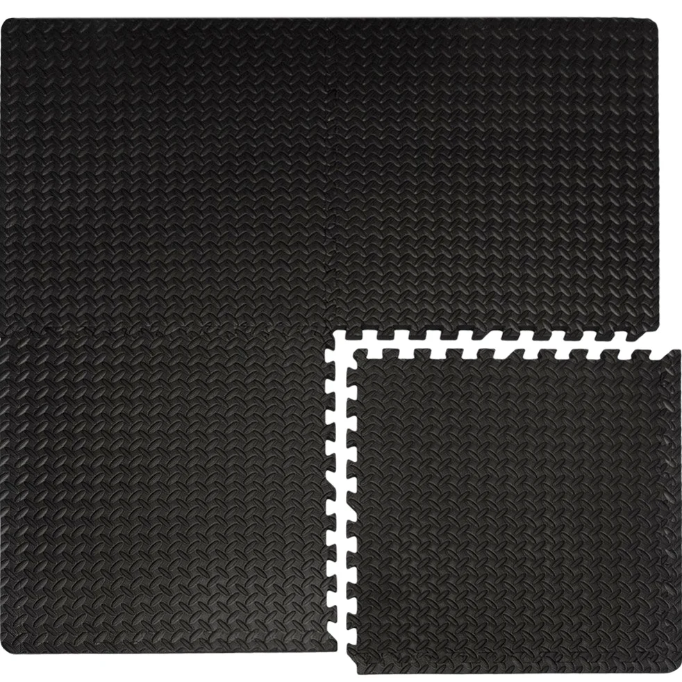 EYEPOWER Fitnessmatte 63x63x2 cm - EVA Bodenschutzmatte 2 cm dick - Puzzlematte für Homegym Fitnessraum - Trainingsmatte rutschfest für Geräte Gewichte Laufband Crosstrainer - Set 4,8 oder 12 Matten