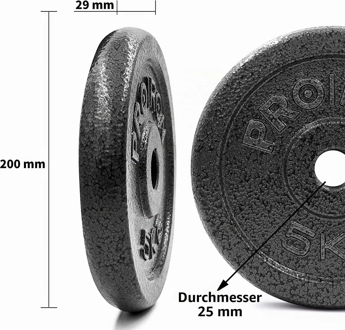 PROIRON Hantelscheiben-Set aus Gusseisen, 1,25 kg, 2,5 kg, 5 kg, 10 kg (verschiedene Größen) für 2,5 cm Hantelstange