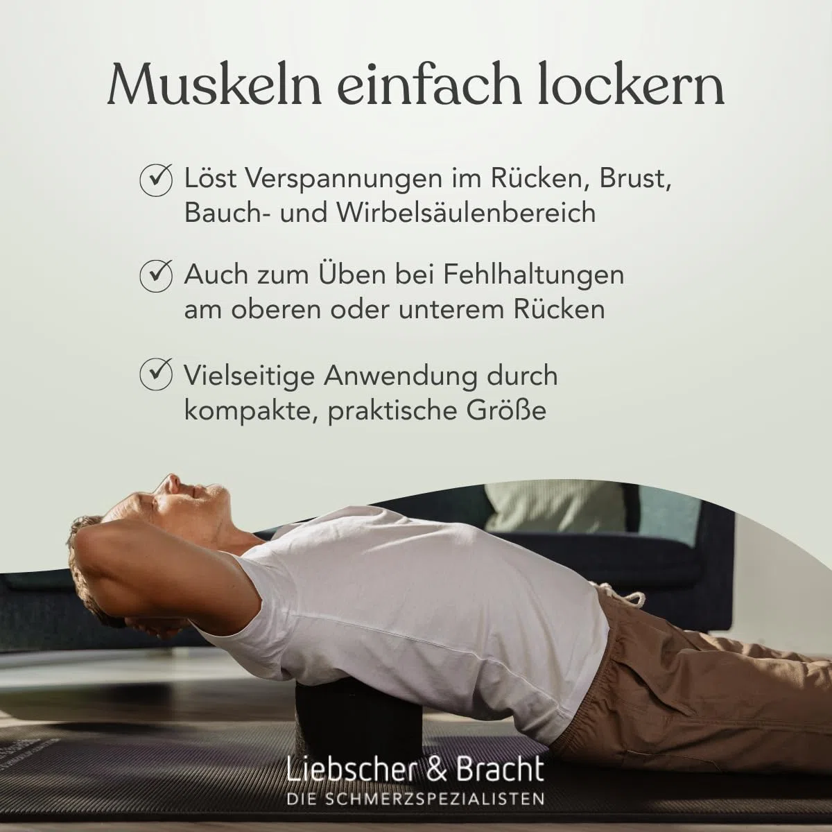 Liebscher & Bracht Original Rückenretter: Rückenstrecker, Brust- & Rückendehner mit Rille für Wirbelsäulen + Höhenregulierung, Rückentrainer Made in Germany, Übungen in der App Schwarz