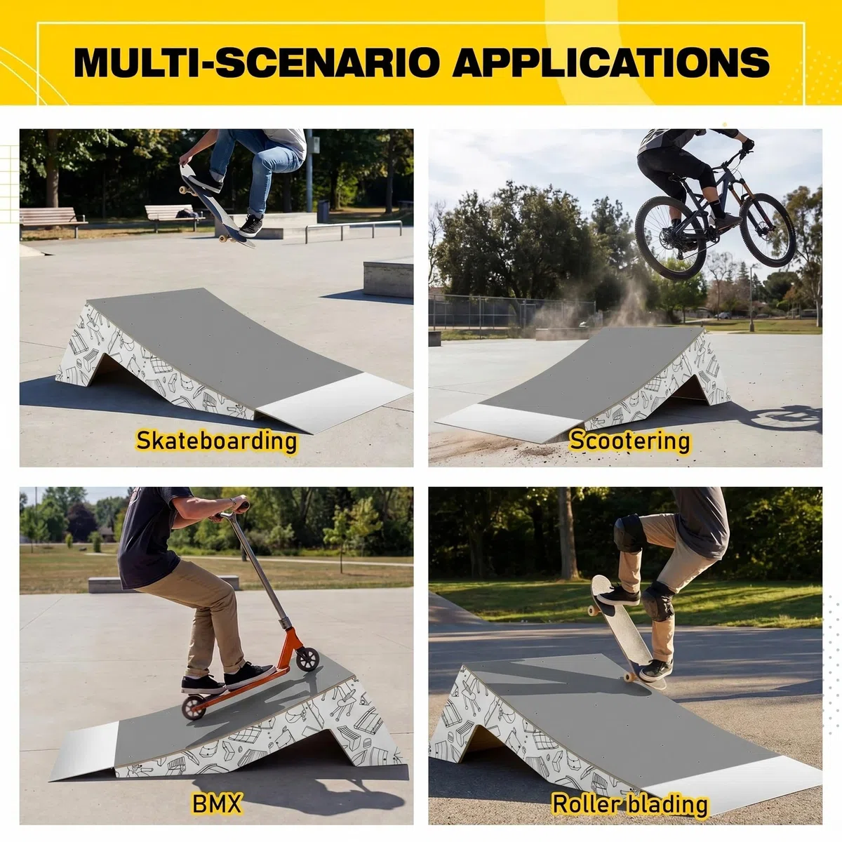 AceOrbit Quarter Pipe Skate Ramp, Anfänger Holz Skateboard Bike Rampe für den professionellen Gebrauch zu Hause, Geschenke für Skateboarder, funktioniert mit BMX, Rollern & Inline-Skates