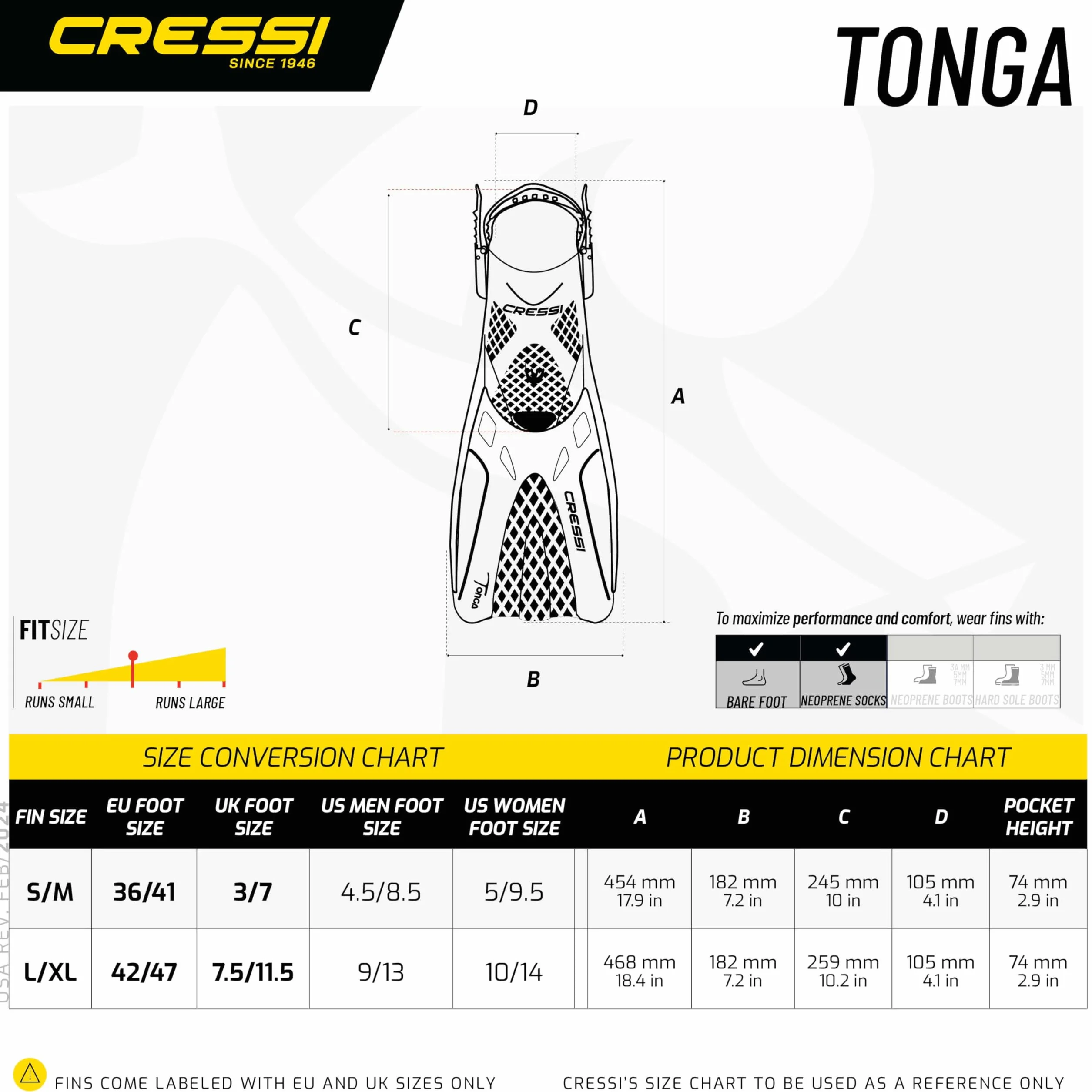 CRESSI Tino Adventure Set - Schnorchelset Tonga Flossen, Tino Maske und Scilla Schnorchel, zum Schnorcheln und Tauchen, Erwachsene