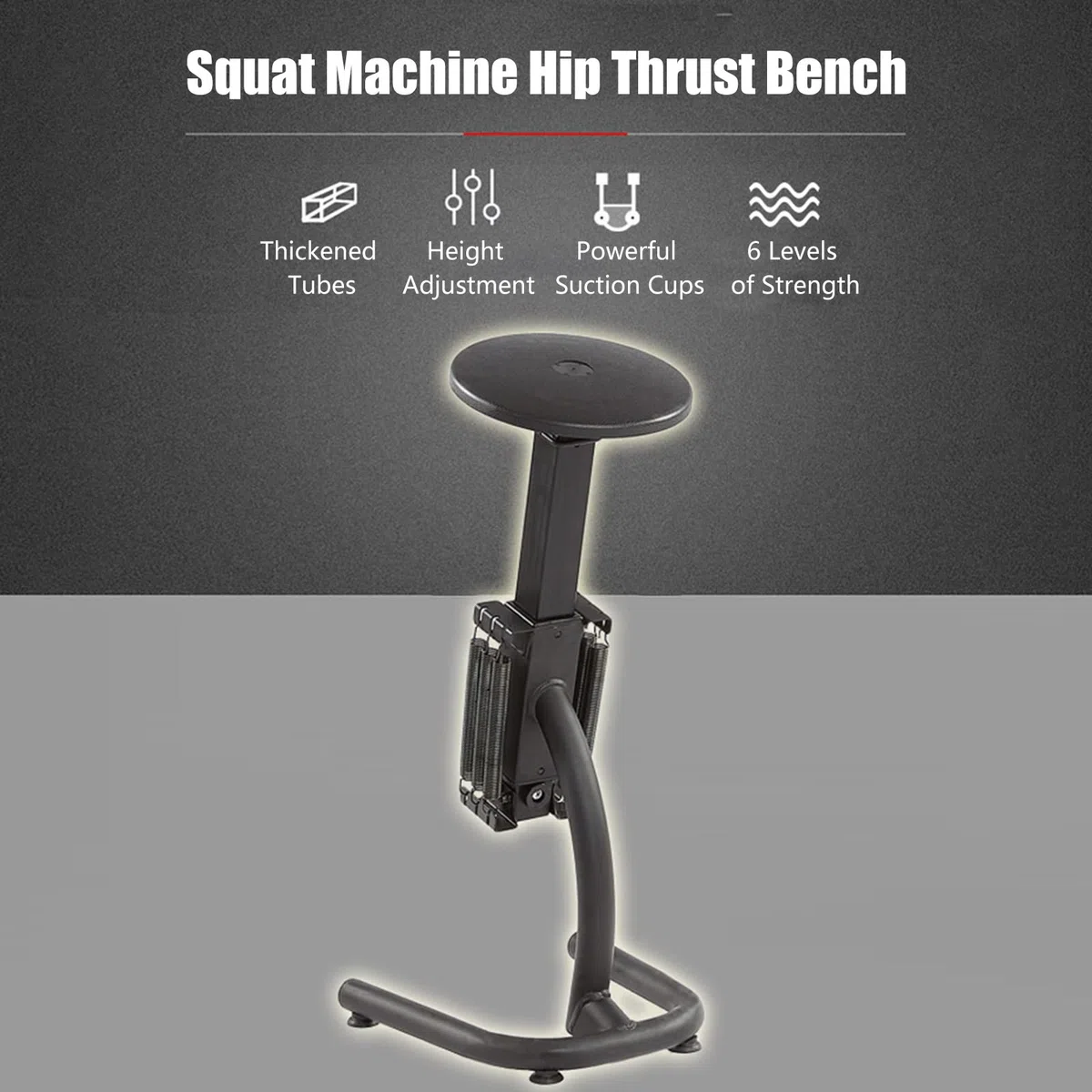 Hip Thrust und Squat Maschine für Gesäß- und Oberschenkeltraining, 6 einstellbare Stufen, kompaktes Heim-Fitnessgerät für effektives Fitnesstraining