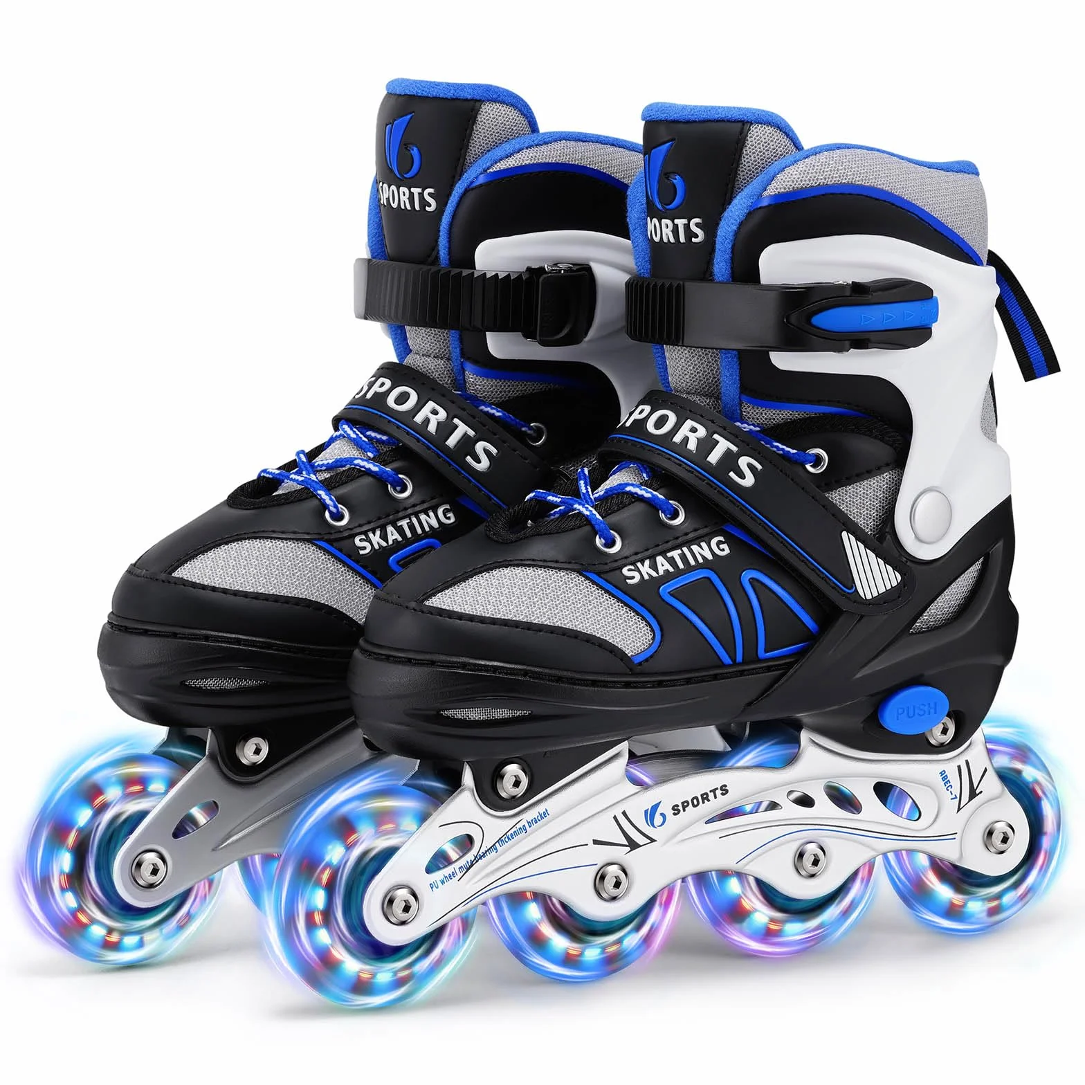 Inline Skates für Kinder Jungen Mädchen Anfänger, Inliner Herren Damen 4 Size verstellbare Rollschuhe mit Light Up Rollen.
