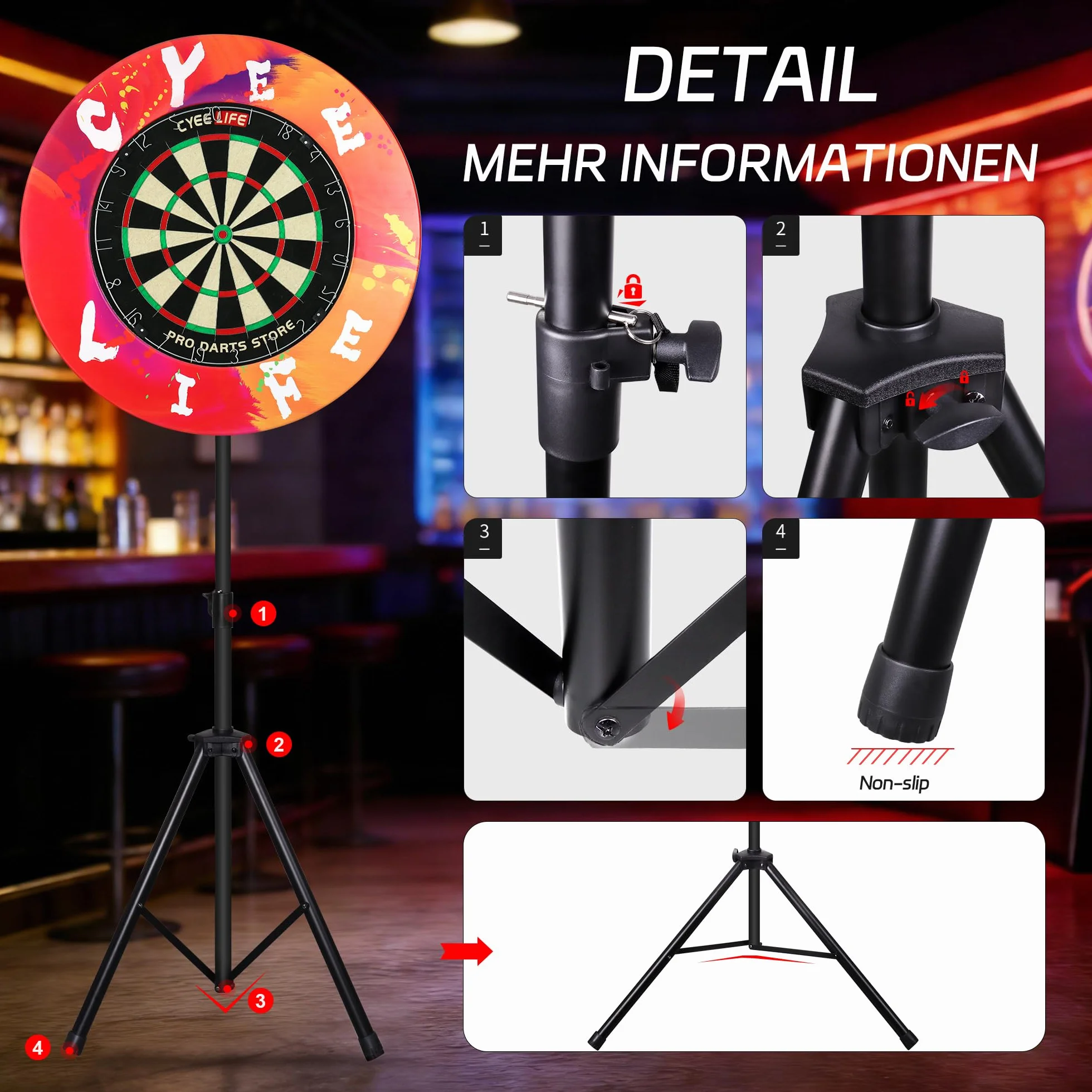Professionelles Dartscheibe Ständer Für Klassische und Elektronische Dartboards,ZD04A